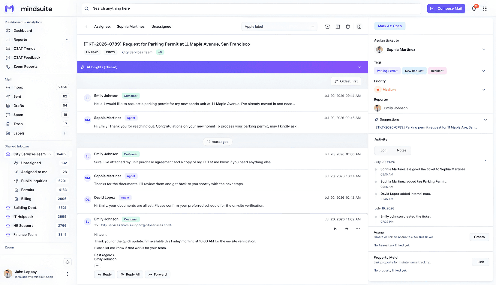 Mindsuite service operations workspace